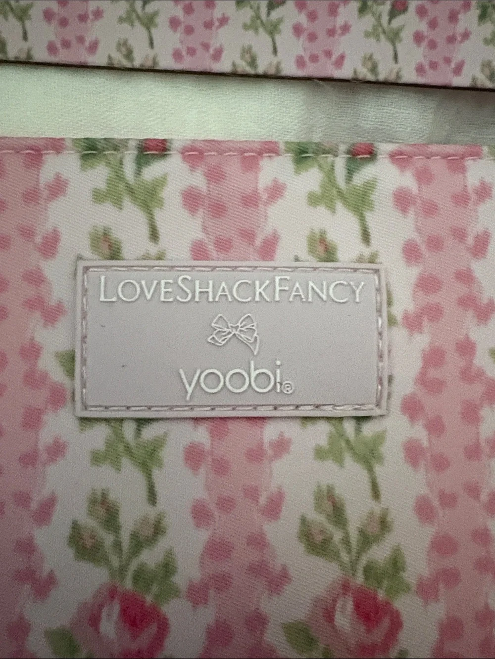 LoveShackFancy Pink Floral Ruffle Cosmetic Pouch